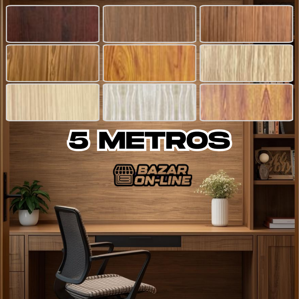 Papel de Parede Madeira 3D 5 METROS X 45CM Auto Adesivo Colante