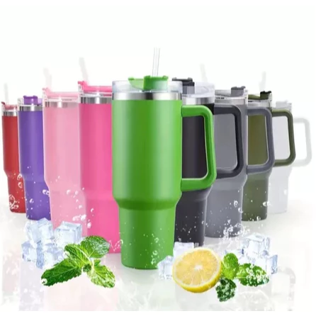 Copo Térmico Inox com Alça Flip e Canudo 1200ml