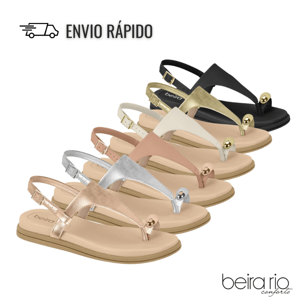 Sandália Rasteira de Anel Feminina Beira Rio Confortável com