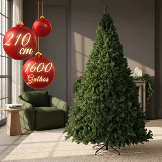Árvore De Natal Pinheiro Grande Luxo 210cm 1600 Galhos Importada Alemã Cheia Premium Exclusividade