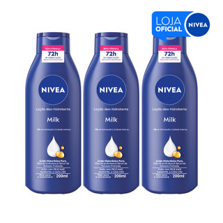 NIVEA Loção Hidratante Milk Pele Seca a Extrasseca 200ml -3 Unidades BBB 26