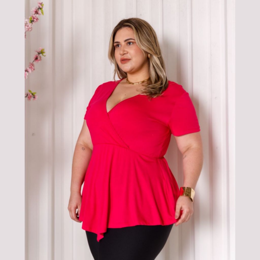 Blusa Feminina Bata Decote V Plus Size Shopee Brasil - Main Image