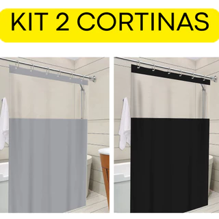 Cortina De Box Com Visor Em PVC Para Banheiro Impermeável Com Ganchos