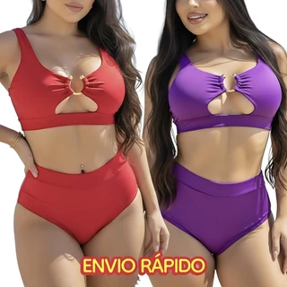 Calcinha De Biquíni Bellecarrie - Cintura Alta, Controle De Barriga, Corte Alto, Preto