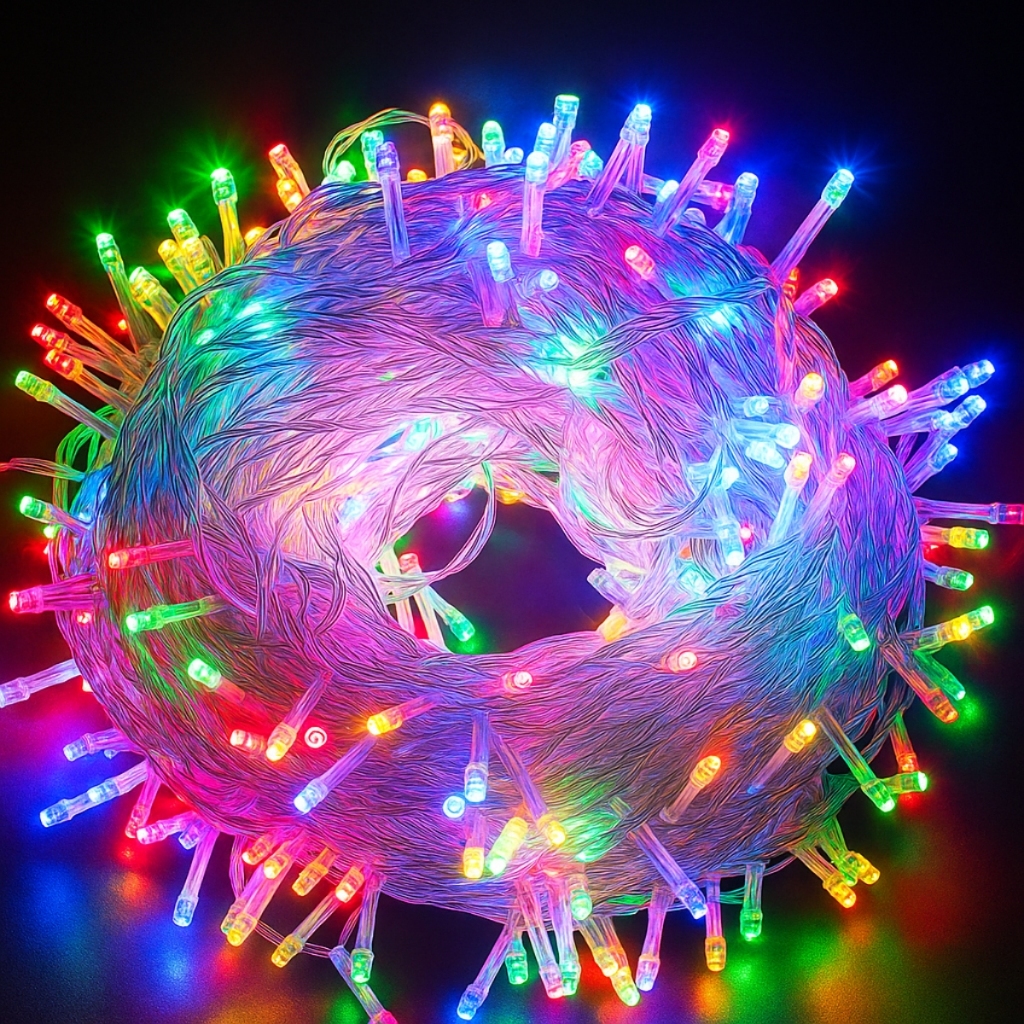 Pisca Pisca Led Colorido 10m Cordão 100 Leds Natalina Fio Transparente 127V