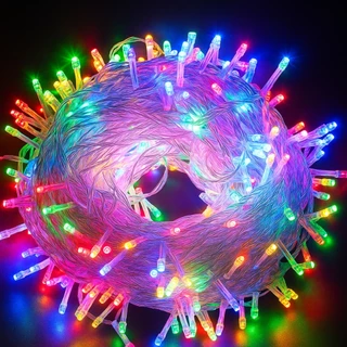 Pisca Pisca Led Colorido 10m Cordão 100 Leds Natalina Fio Transparente 127V
