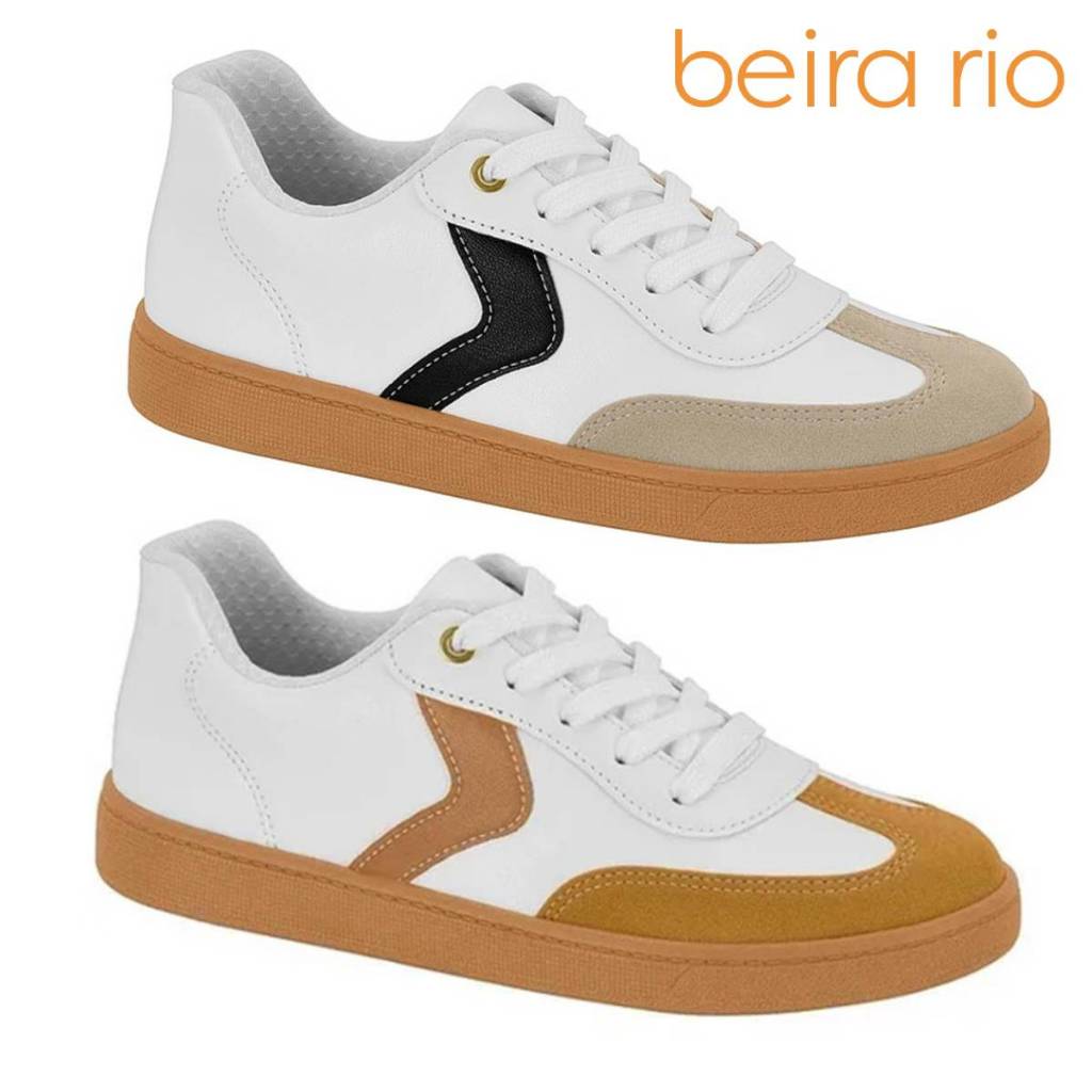 Tênis Feminino Beira Rio Casual Dia a Dia Detalhe Camurça Recortes ...