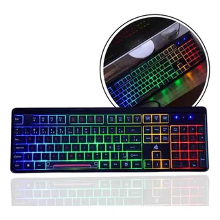 Teclado Multimídia Knup Madset TE130 Com Fio USB ABNT2 Silencioso Iluminação RGB