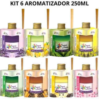 KIT 6 Aromatizador De Ambiente 250ml Difusor de Ambiente Tropical Aromas