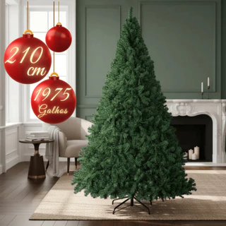 Árvore de Natal Premium 210cm com 1975 GALHOS DENSOS, Cheios e Realistas – Luxo 2025