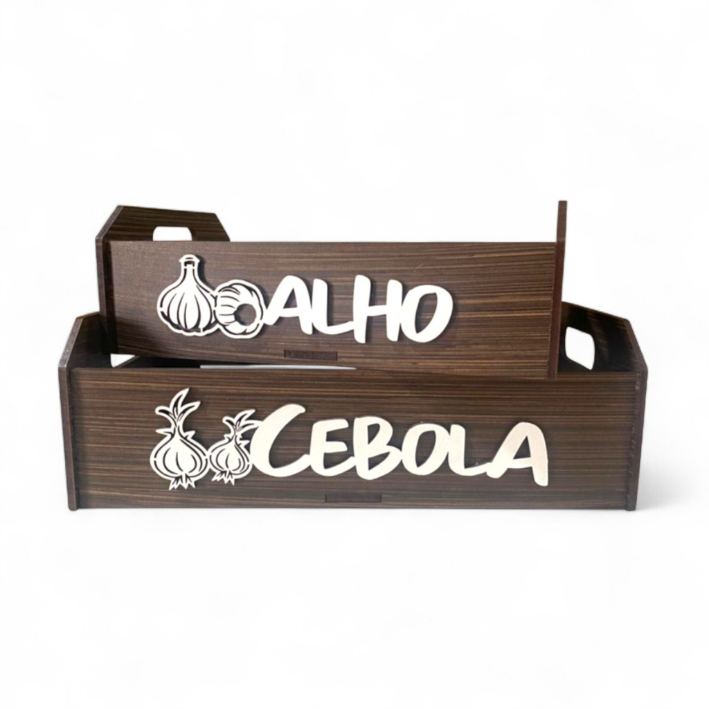 Kit Porta Alho e Cebola Caixotes Organizadores e Decorativo de Cozinha ...