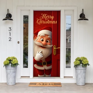 Capa Para Porta Natalina Decoração de Natal Criativa e Charmosa Com Elástico