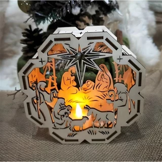 Presépio com Luz em MDF 3mm – Porta Vela Natalino Artesanal