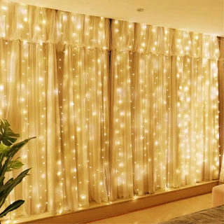 Cortina 300 Leds 3x3 Metros Festa Casamento Eventos Natal Branco Quente Amarelo