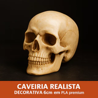 Enfeite Decorativo Caveira Realista | Crânio Humano em PLA 3D | Decoração Gótica e Halloween