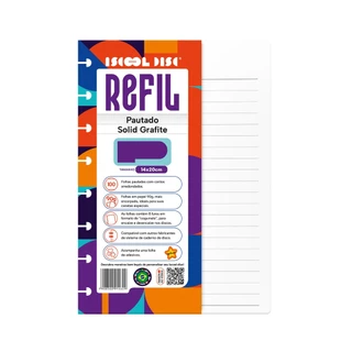 Refil Caderno De Disco Iscool Inteligente Pautado SOLID Cores 100 Folhas 90g Pequeno