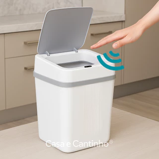 Lixeira Sensor Automático Abre Fácil Sem Toque 12L Inteligente para Banheiro Cozinha Escritório