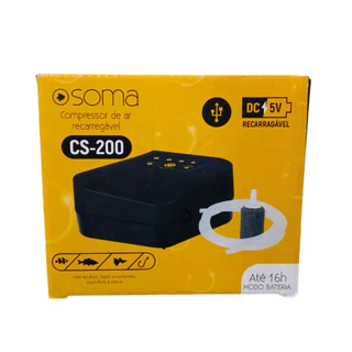 Soma Compressor de Ar Recarregavel CS-200 1,2l/m Aquário