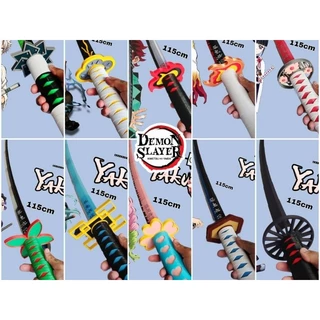 Espada Retrátil Demon Slayer 3D – Katana de Plástico para Cosplay e Decoração Pintada à Mão