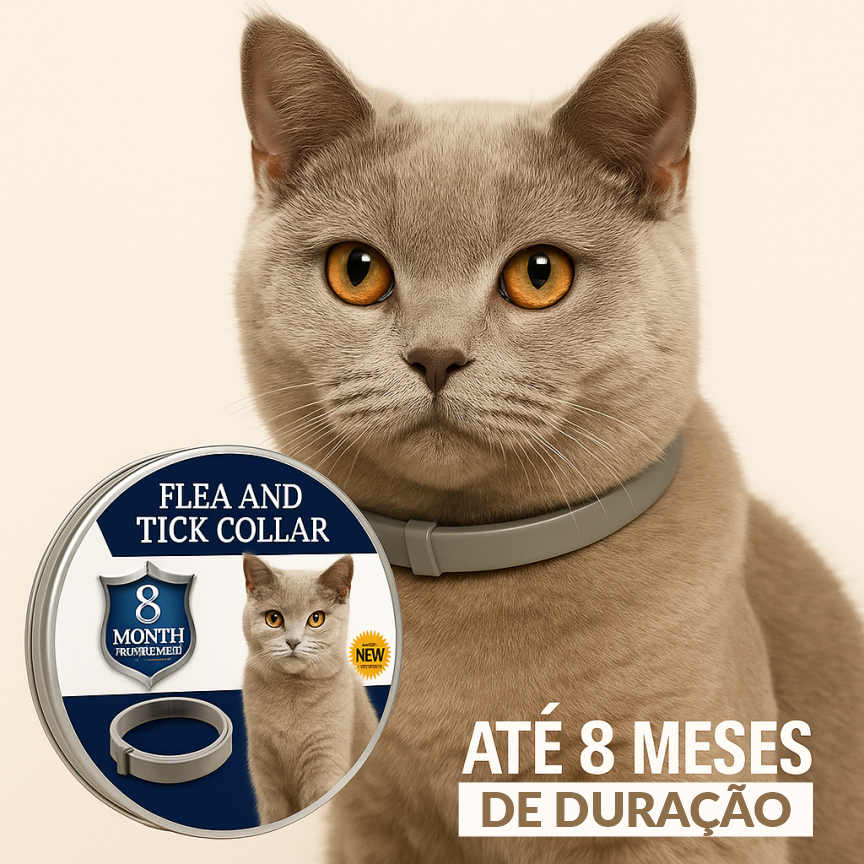 Coleira Antipulgas para Gatos - Ajustável - Até 8 Meses Proteção ...