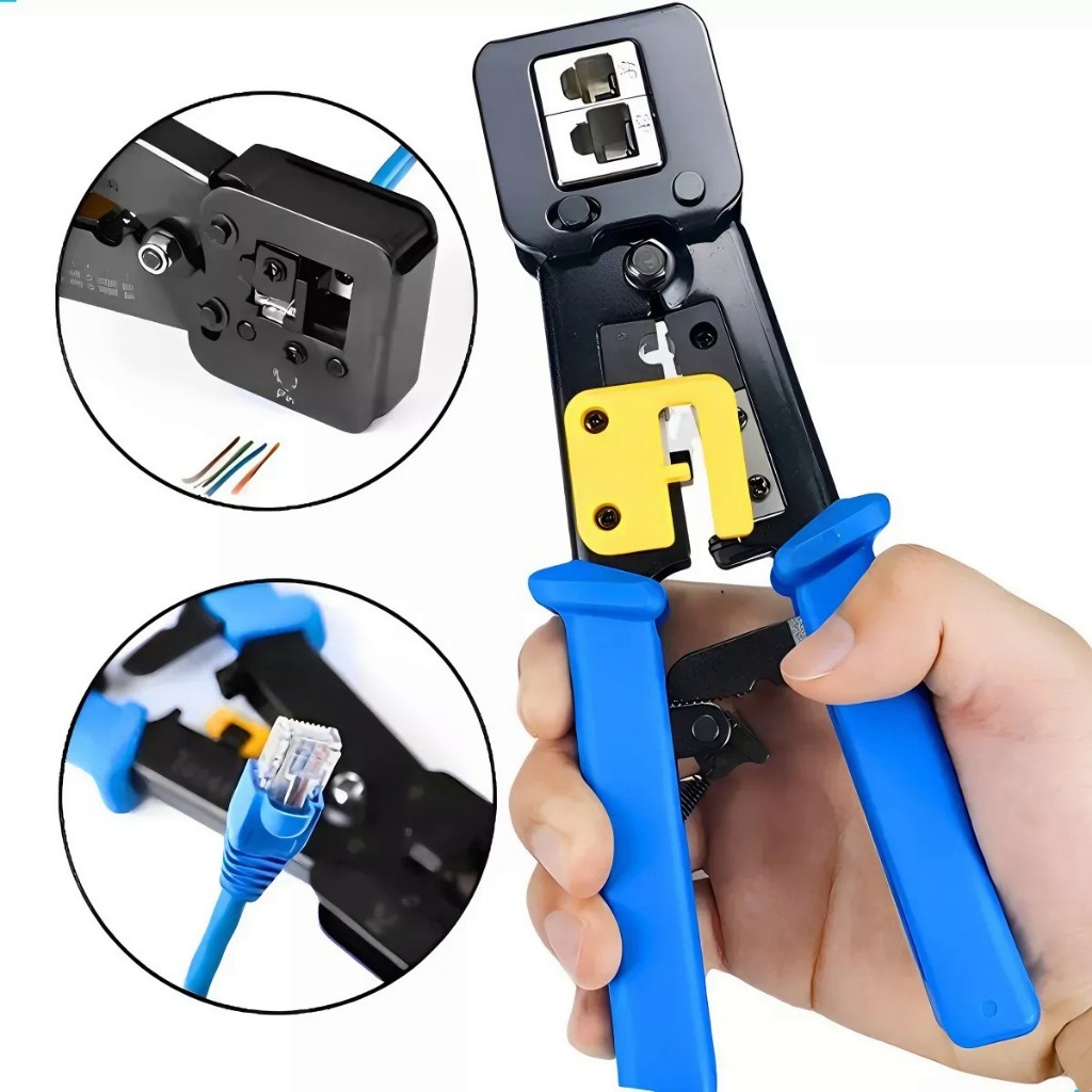 Alicate Crimpar Rj45 Rj11 Rj12 + 10 conector VAZADO | Shopee Brasil
