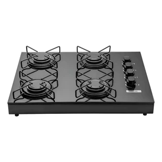 Fogão Cooktop De Mesa Portátil A Gás 4 Bocas Euro Stelar Preto