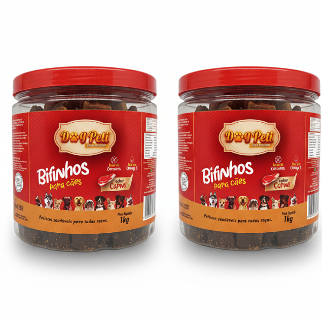 Petisco Bifinho Canino Kit 2 potes 1kg Promocional Bifinho Super Premium Dog Peti em Oferta na Shopee