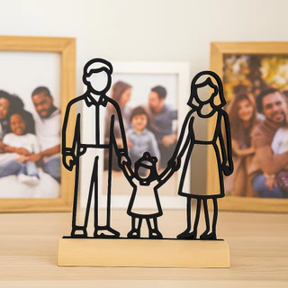 Família Decorativa Impressa em 3D – Pai, Mãe e Filho(a) Minimalista