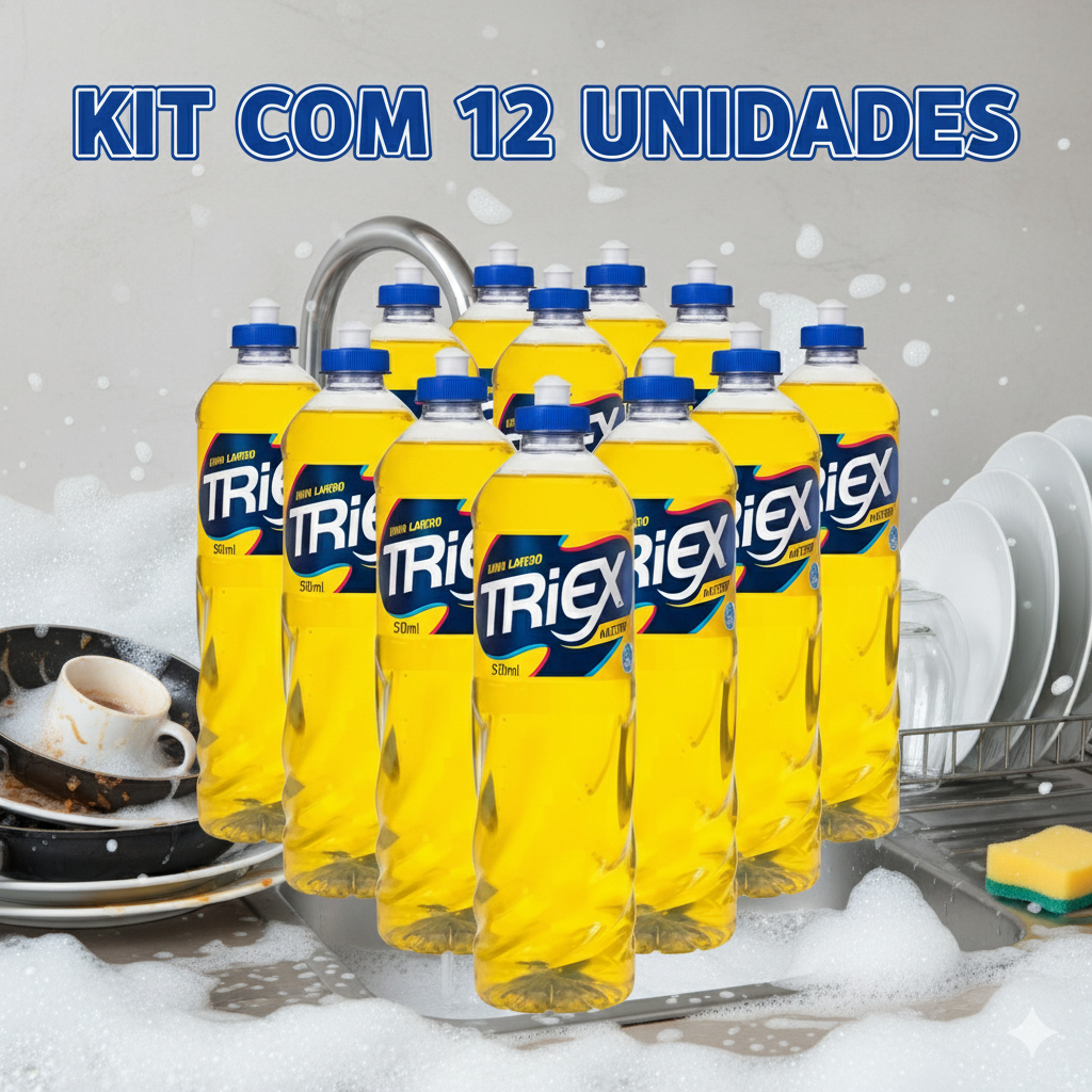 Kit 12un Detergente Lava-Louças Triex Neutro 500ml - Limpeza Eficaz e ...