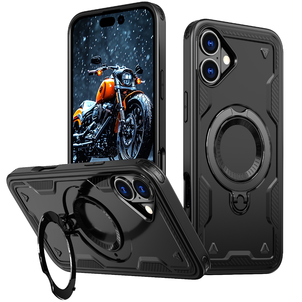 Case Capa Capinha Celular Compatível Com iPhone 13 14 15 16 17 Pro Max Resistente Quedas Suporte Giratório Magnético