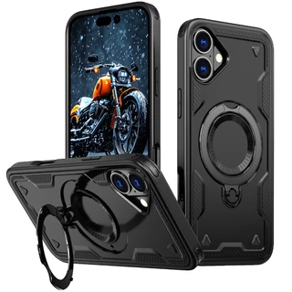 Case Capa Capinha Celular Compatível Com iPhone 13 14 15 16 17 Pro Max Resistente Quedas Suporte Giratório Magnético