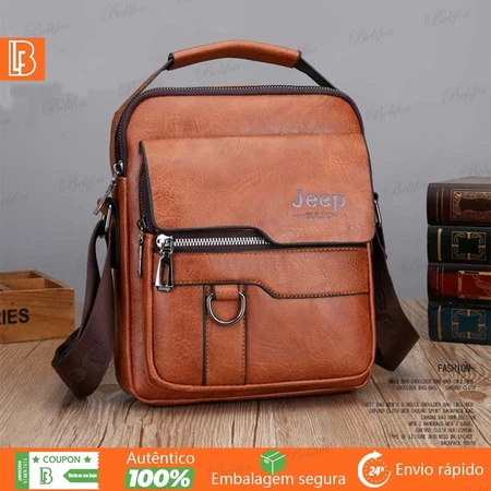 Bolsa de Couro Masculina Estilo Crossbody Casual — imagem 1