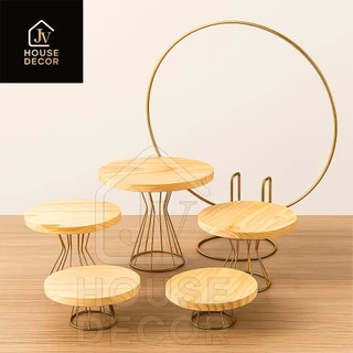 kit Decorativo Arco De Mesa Dourado + Boleira e Doceiras com 5 peças Decoração Festas Eventos