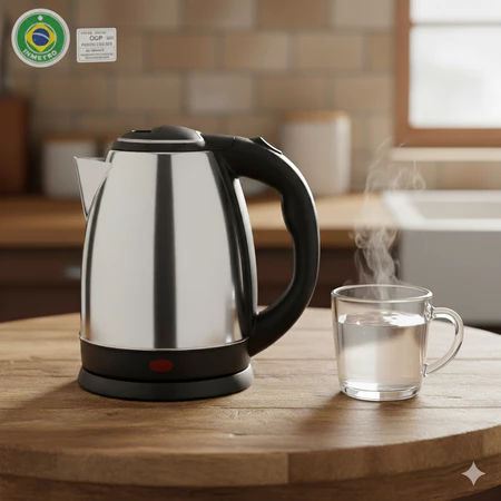 Chaleira Elétrica Térmica Bule Com Tampa material Inox 1,8L 220v