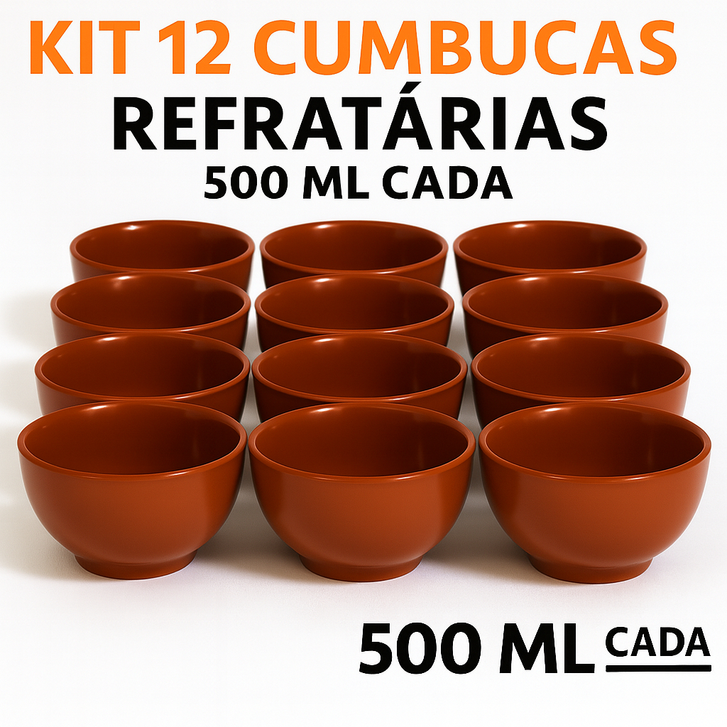 Kit 12 Bowl Cumbuca Tigela Porcelana Caldo Verde Marrom 500ml Restaurante Feijoada Sorvete Açaí