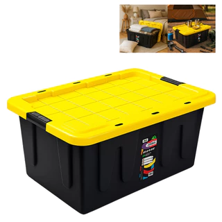 Caixa Container Organizadora 110L com Tampa, Travas e Suporte para Lacres Ferramentas Grande em Oferta na Shopee