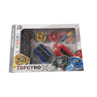 Kit 2 Pião de Metal TopGyrox Bey x + 1 Lançador De Corda + 1 Lançador Normal + 4 Pontas+ 1 Grip