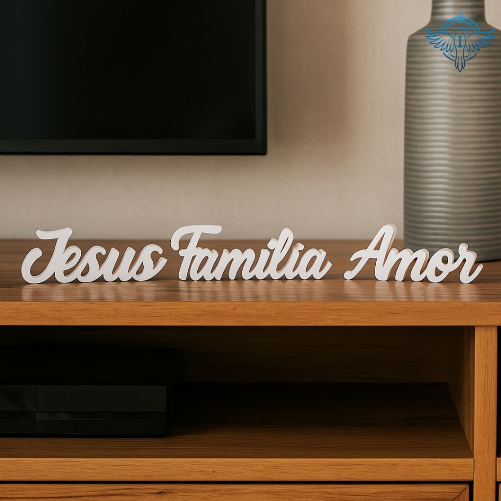 Kit Letreiros Decorativos de Mesa Jesus Família Amor – Enfeite ...