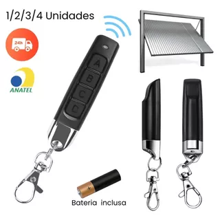 Kit Controle Para Portão Eletrônico Automático Garagem 433MHz ABCD Universal Remoto + Chaveiro Pilha