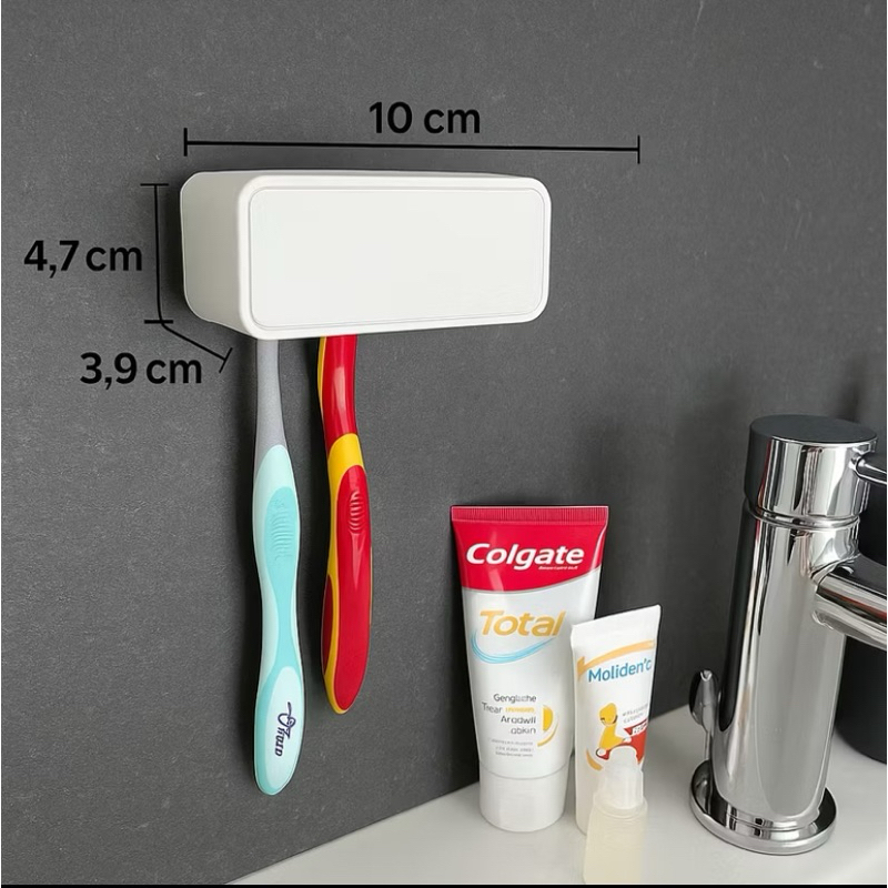 Porta Escovas de Dente de Parede dispense – Sem Furo | Suporte p/ 4 ...