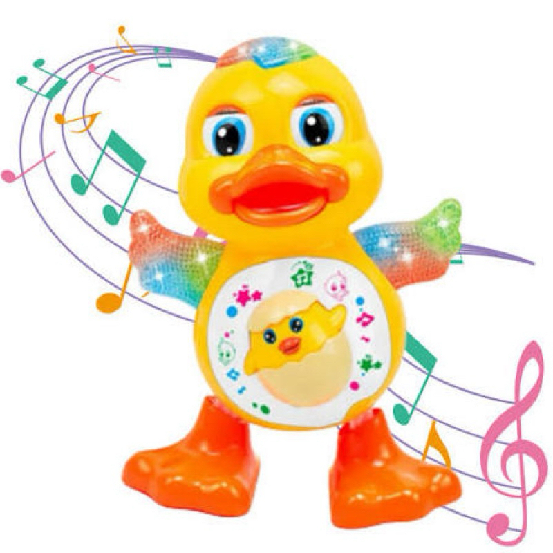 Pato Brinquedo Patinho Dançarino com som e luz, anda e mexe tummy time ...
