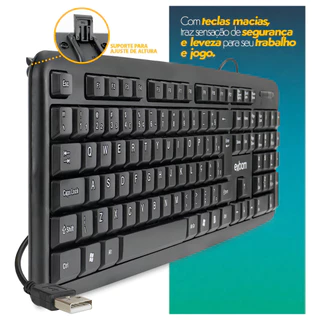 Teclado USB com fio computador notebook