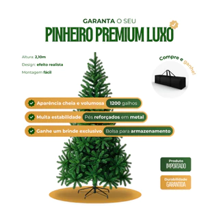 Árvore De Natal Cheia 2,10 Metros 1200 Galhos Pinheiro Premium Luxo + BRINDE - Noel Collection
