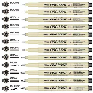 KIT 12 Peças Caneta de desenho manga Agulha Ponta Fina micron Sakura Pigma