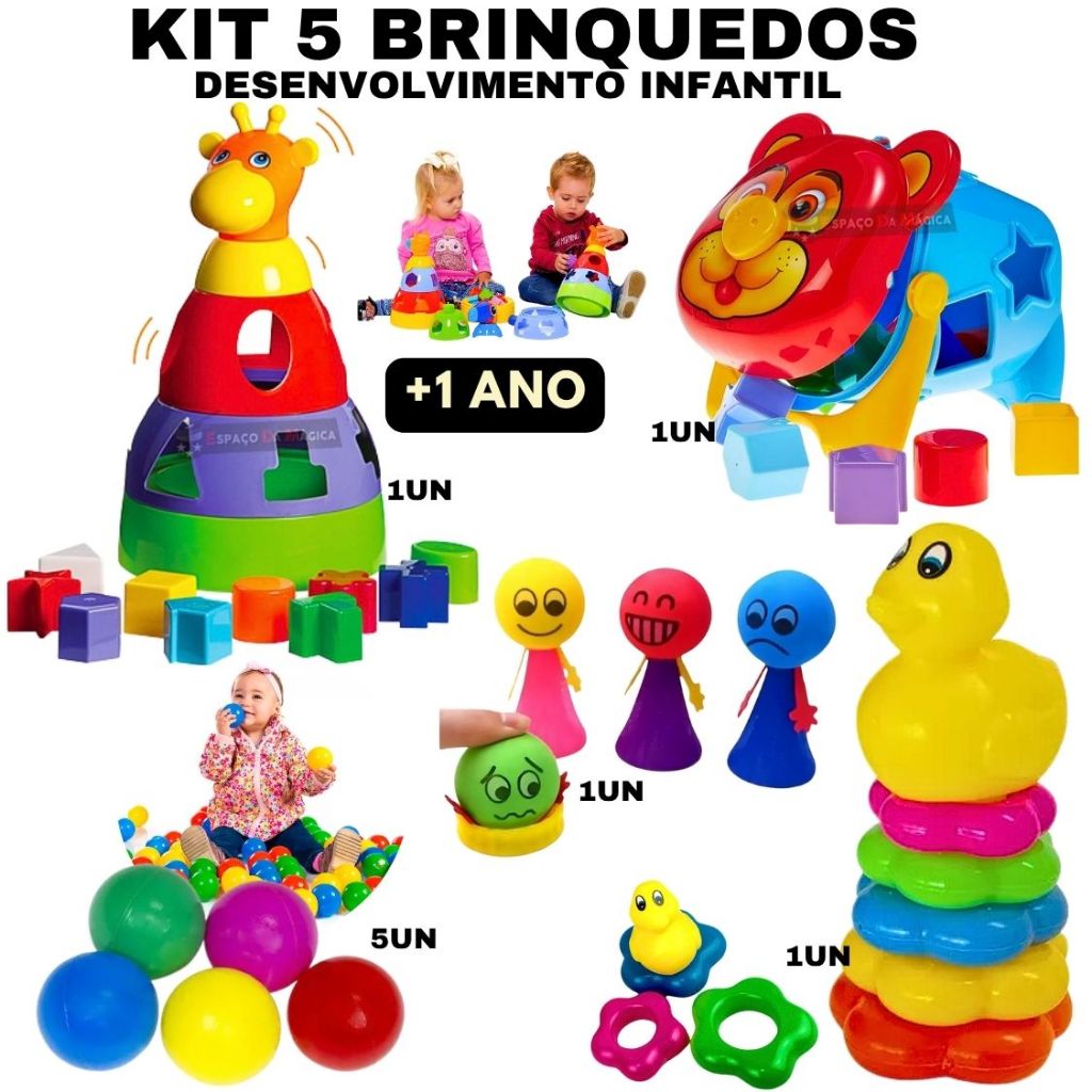 Kit 5x Brinquedo Educativo Didático 1 Ano, 2 Anos, 3 Anos, Brinquedo ...