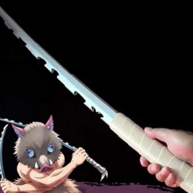 Espada Katana Retrátil do Inosuke Demon Slayer Kimetsu no Yaiba 3D ...