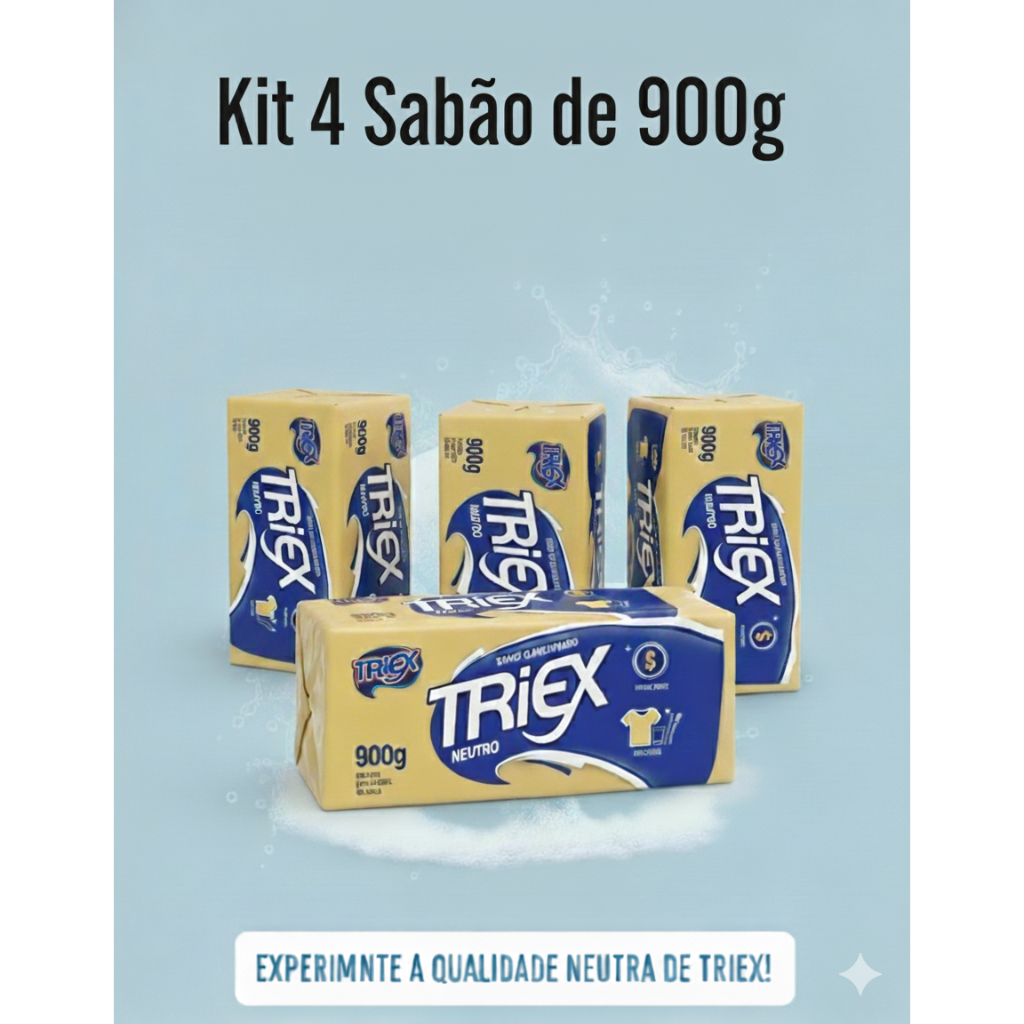 Kit 4/2 e 1 Un Sabão em Barra/Pedra Neutro Glicerinado Triex 800g-Lavar ...