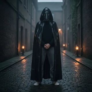 Capa C/ Capuz Cetim + Máscara Peste Negra Fantasia Cosplay