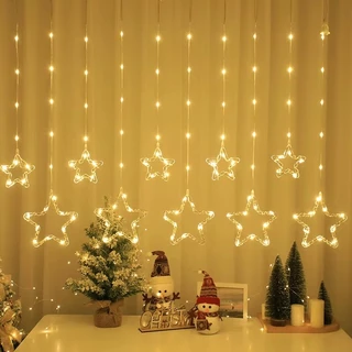 Cascata Luzes De Natal Estrela 100 LED 3 Metro Bivolt Natalino Decoração Pisca Pisca Colorido Quente
