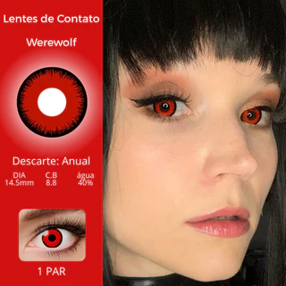 1 par anual Lentes de Contato Festa Halloween Fantasia red Werewolf Bruxa Vermelha Mystic